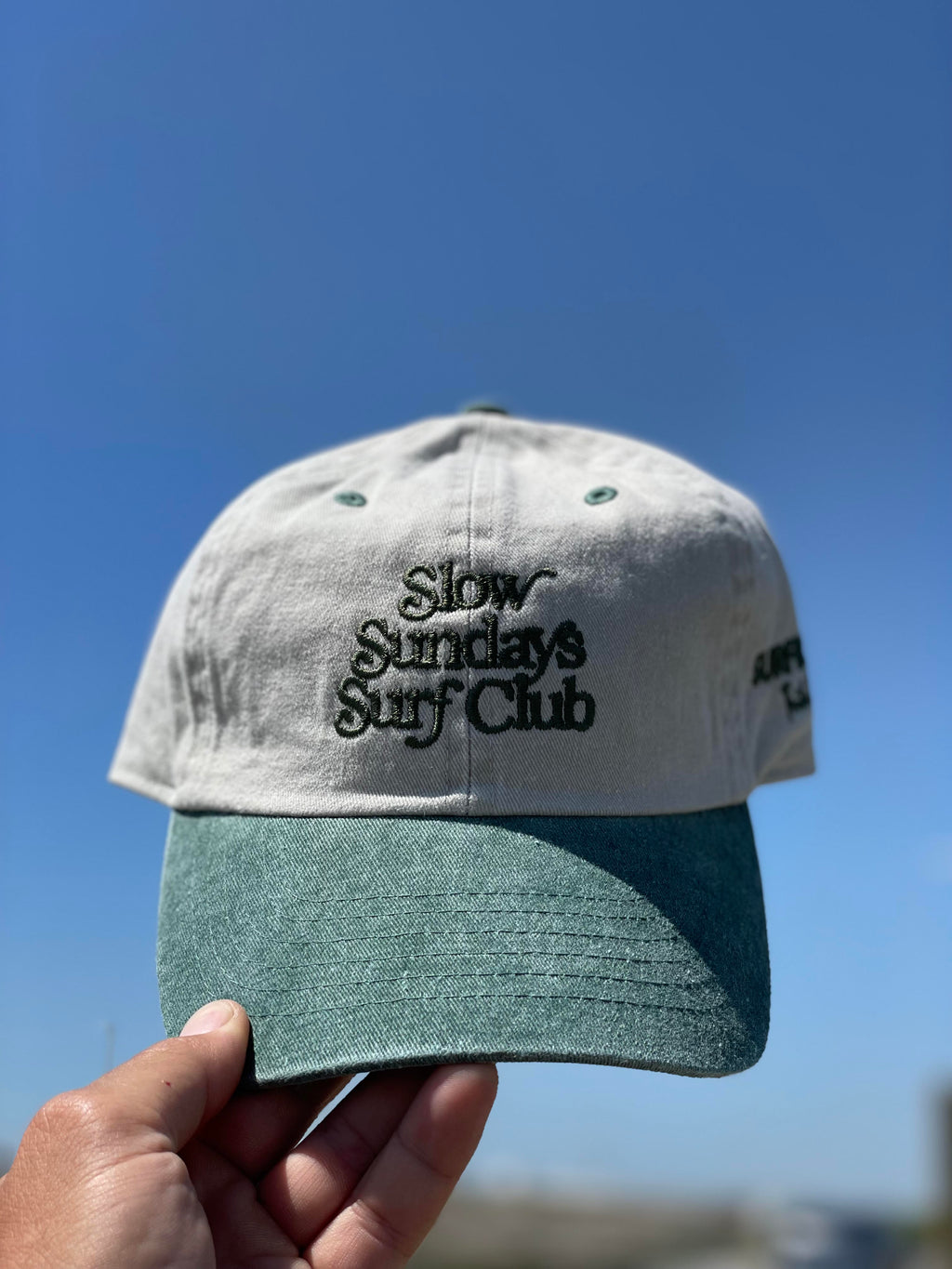 Slow Sunday Surf Club Hat - Olive / Light Grey